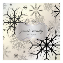 Flocons de neige, noir, invitations de mariage d'h