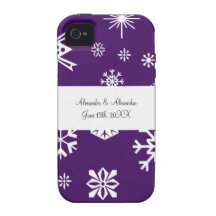 Flocons de neige pourpres épousant des faveurs coque vibe iPhone 4