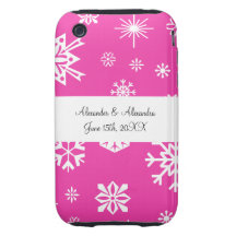 Flocons de neige roses épousant des faveurs coque tough iPhone 3