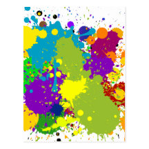 Flocs noirs d'encre colorés cartes postales