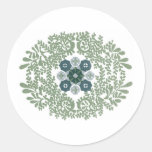 Floral bleu élégant de Nouveau d'art Adhésif Rond
