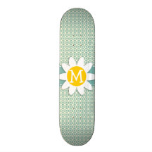 Floral bleu-vert et crème ; Marguerite Plateau De Skateboard