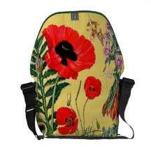 Floral botanique vintage de pavot rouge sacoche