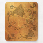 Floral d'or (finition noire) tapis de souris