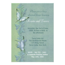 Floral en pastel de papillon - dîner de répétition invitations personnalisées