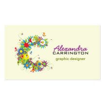 Floral Monogram "C" Initial Business Card