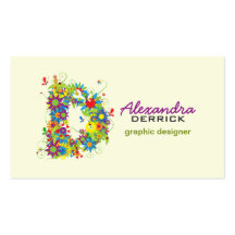 Floral Monogram "D" Initial Business Card