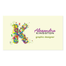 Floral Monogram "K" Initial Business Card