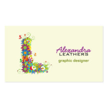 Floral Monogram "L" Initial Business Card