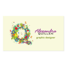 Floral Monogram "Q" Initial Business Card