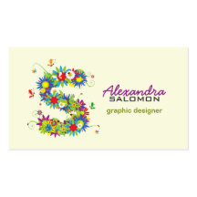 Floral Monogram "S" Initial Business Card