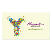 Floral Monogram "Y" Initial Business Card