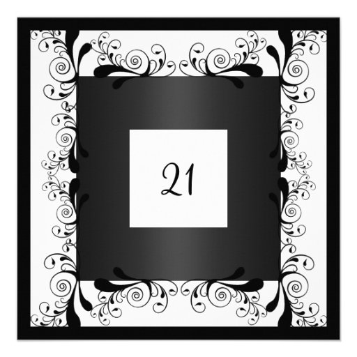 Floral noir blanc de charme d'invitation