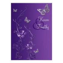 Floral pourpre et argenté avec l'invitation de pap invitations
