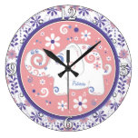Floral rose pourpre d'objet superflu personnalisé horloges