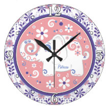 Floral rose pourpre d'objet superflu personnalisé horloges