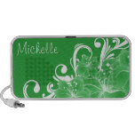 Floral vert et blanc sensible haut-parleurs ordinateur portable