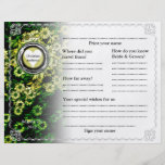 Floral vert horizontal de livre d'invité de mariag tract customisé