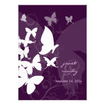 Flottement par… des invits de blanc/prune 5x7 de p faire-parts