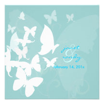 Flottement par… des papillons blancs/bleu cartons d'invitation