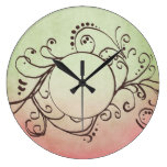 Flourish de Bohème rose et vert rustique Pendule