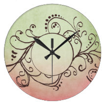 Flourish de Bohème rose et vert rustique Pendule