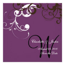 flourish ; économies de pourpre la date invitations personnalisables