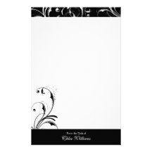 Flourish élégant noir et blanc papier à lettre personnalisé