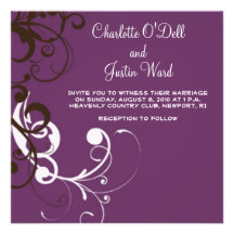 flourish ; mariage pourpre faire-parts