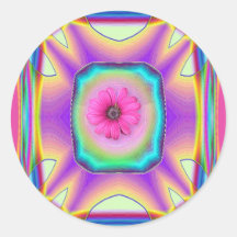 Flower power adhésif rond