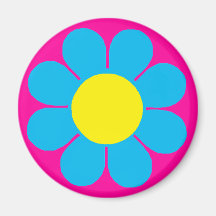 Flower power bleu aimants pour réfrigérateur