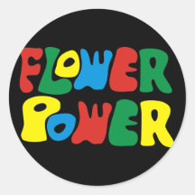 Flower power hippie adhésif rond