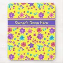Flower power personnalisable assez jaune Mousepad Tapis De Souris