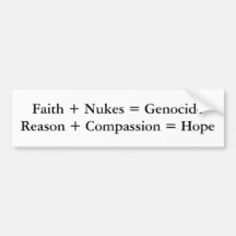 Foi + Armes nucléaires = GenocideReason + Compassi Autocollants Pour Voiture