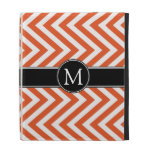 Folio blanc orange d'iPad de monogramme de zigzag  Coque iPad