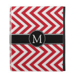 Folio blanc rouge d'iPad de monogramme de zigzag d Coques iPad Folio