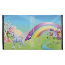 Folio d'iPad de licorne d'imaginaire d'arc-en-ciel Coque Folio iPad