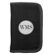 Folio noir de Rickshaw de monogramme de filet Agendas Folio