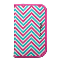 Folio rose et bleu de Chevron pochettes folios
