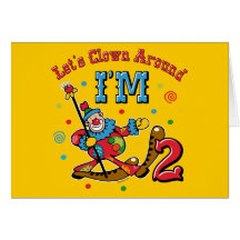 Font le clown autour le 2ème anniversaire cartes de vœux