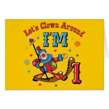 Font le clown autour le ęr anniversaire cartes