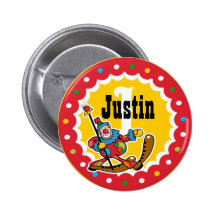 Font le clown autour le ęr bouton de coutume d'ann badges avec agrafe