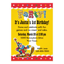Font le clown autour les ?ères invitations de fête