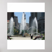 Fontaine dans la ville de Philadelphie Posters