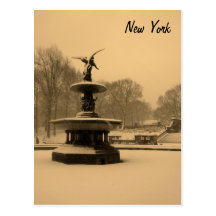 Fontaine de Bethesda en hiver Carte Postale