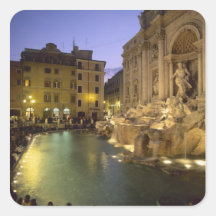 Fontaine de TREVI la nuit, Rome, Latium, Italie Stickers Carrés