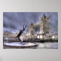 Fontaine du pont W de tour (sans frontière) Affiche