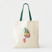 Fonte dans le sac de coeur avec les poignées verte