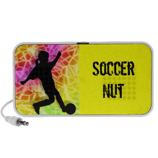 Footballeur et mosaïque fluorescente haut-parleur