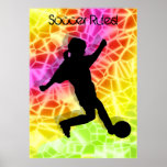 Footballeur et mosaïque fluorescente posters